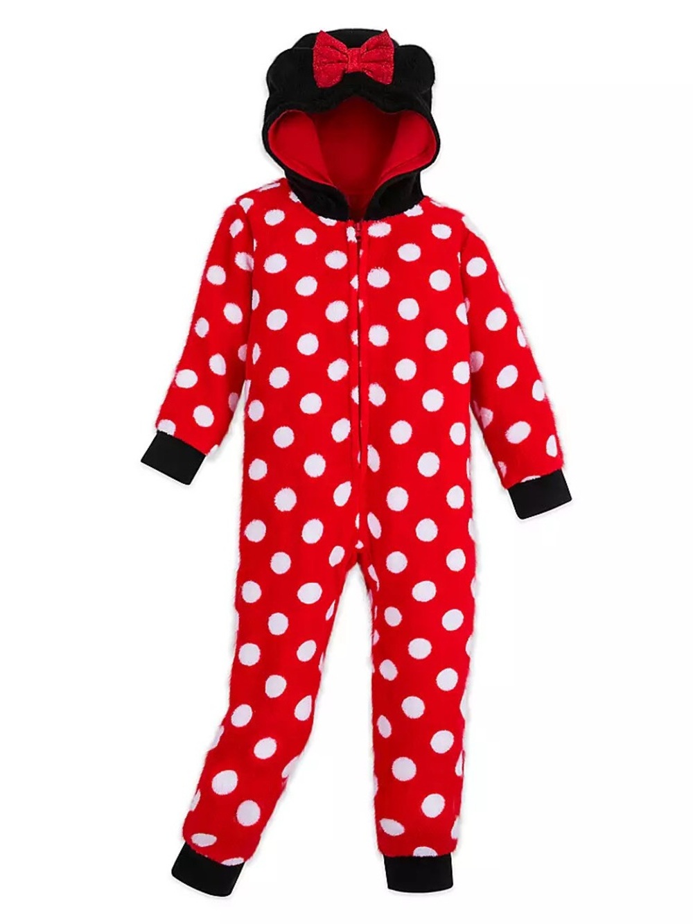 Disney Store Minnie Mouse red and white polka dot fleece onesie size 7/8